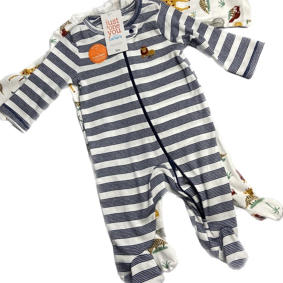 NWT 2 piece African footsie onesie pajamas with helpful 2 way zipper 100% cotton - Picture 12 of 15